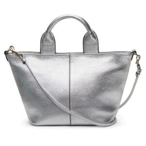 New with tags Banana republic silver leather bag detachable crossbody strap